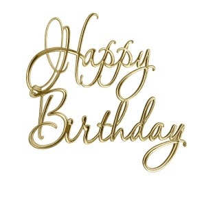 Topper na bok "Happy Birthday" złota plexi 8 x 8cm