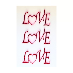 Toppery "Love" czerwona plexi, 3 szt.