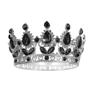 Korona czarna z czarnymi kryształkami 10 cm
