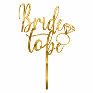 Topper "Bride to be" pierścionek złota plexi