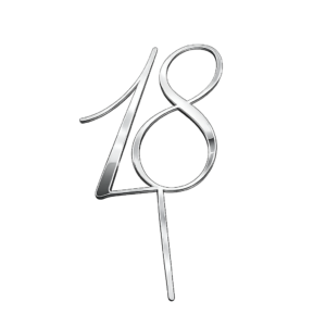 Topper "18" srebrna plexi