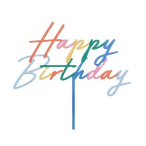 Topper akrylowy na tort Happy Birthday, wielokolorowy